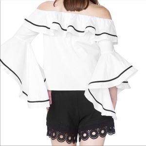 Zara White Off Shoulder Bell Sleeve Top